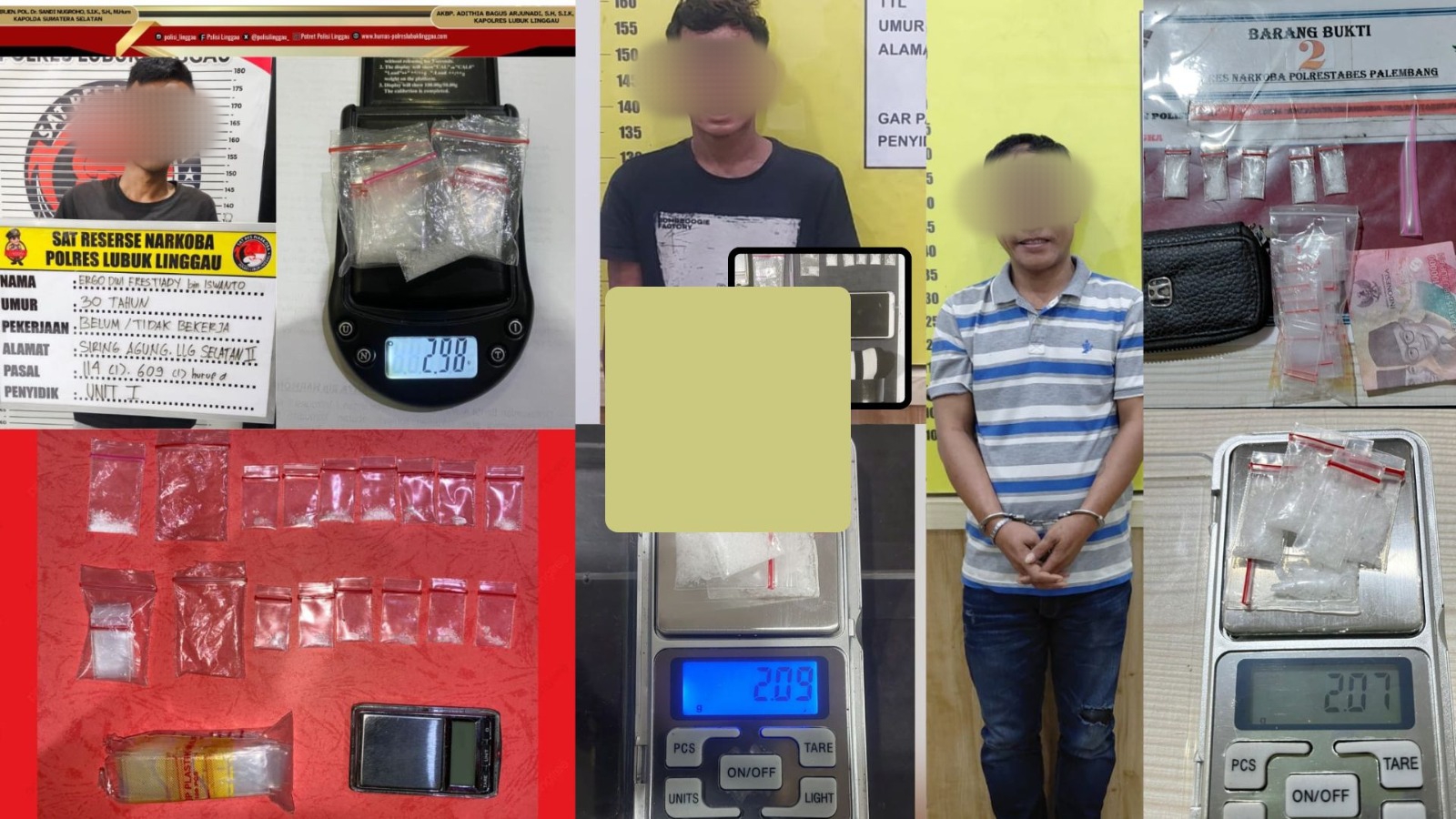 Perangi Narkoba, Polisi di Sumsel Tangkap Tiga Pengedar Sabu dalam Operasi 24 Jam